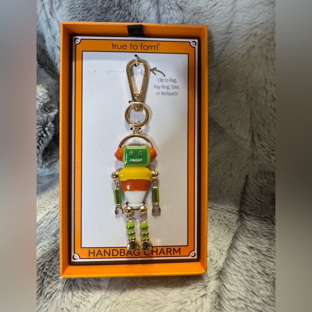 True to Form - NIB Halloween Candy Corn Robot Bag Charm/Key Chain - Festive Box
